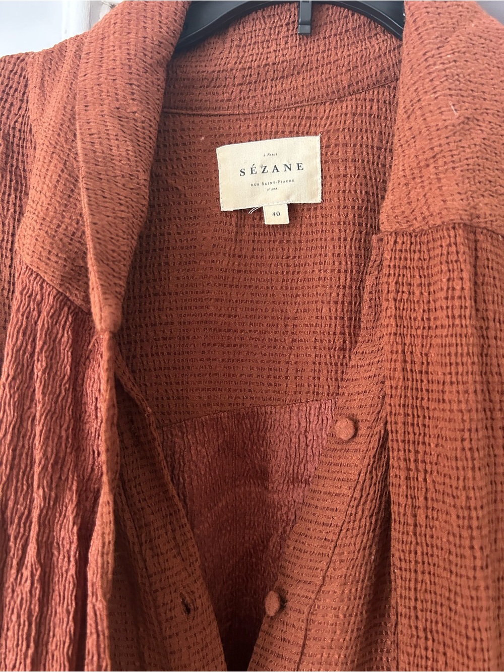 Sezane Rust Brown Swing Tie-Neck Dress Size 40, US 8 - Picture 3 of 5